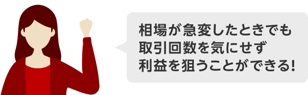 相場が急変したときでも、取引回数を気にせず利益を狙うことができる!