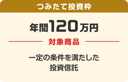 つみたて投資枠、年間120万円、対象商品、一定の条件を満たした投資信託