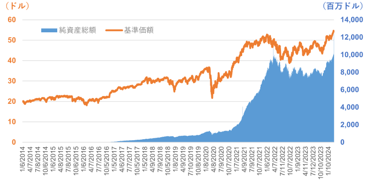 RDVYの基準価額および純資産額の推移