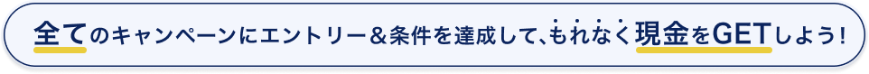 全てのキャンペーンにエントリー＆条件を達成して、もれなく現金をGETしよう！