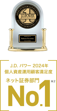 J.D.パワー 2024年個人資産運用顧客満足度 ネット証券部門No.1 ※2