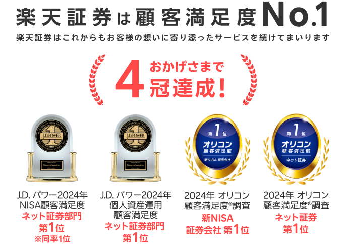 楽天証券は顧客満足度No.1　楽天証券はこれからもお客様の想いに寄り添ったサービスを続けてまいります